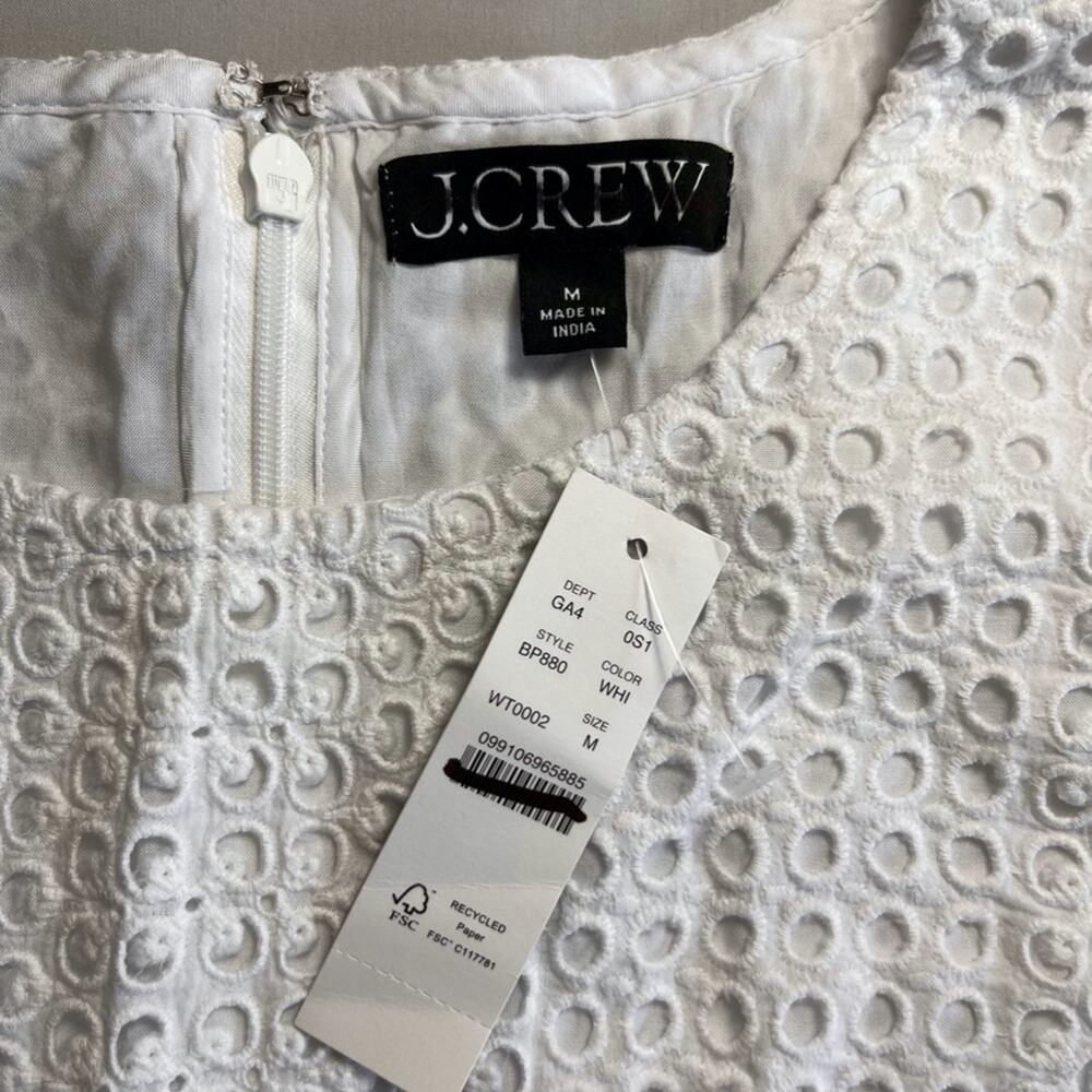 NWT J CREW White Eyelet Sleeveless Short Dress Size M Bridal Shower - Picture 5 of 10